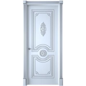 Межкомнатная дверь Interne Doors Монако (Белая эмаль, патина серебро, глухая)