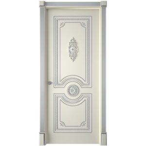 Межкомнатная дверь Interne Doors Монако (Эмаль слоновая кость, патина серебро, глухая)