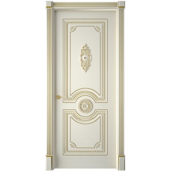 Межкомнатная дверь Interne Doors Монако (Эмаль слоновая кость, патина золото, глухая)