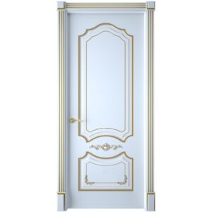 Межкомнатная дверь Interne Doors Сарагоса (Белая эмаль, патина золото, глухая)