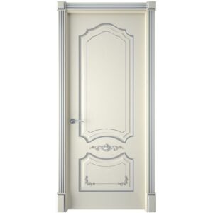 Межкомнатная дверь Interne Doors Сарагоса (Эмаль слоновая кость, патина серебро, глухая)