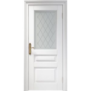 Межкомнатная дверь Арлес Династия 1 (Белый снег, остеклённая)