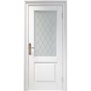 Межкомнатная дверь Арлес Династия 3 (Белый снег, остеклённая)