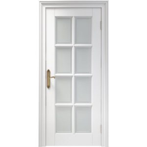 Межкомнатная дверь Арлес Династия 4 (Белый снег, остеклённая)