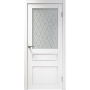 Межкомнатная дверь Арлес Консул 2 (Эмалит белый, остеклённая)