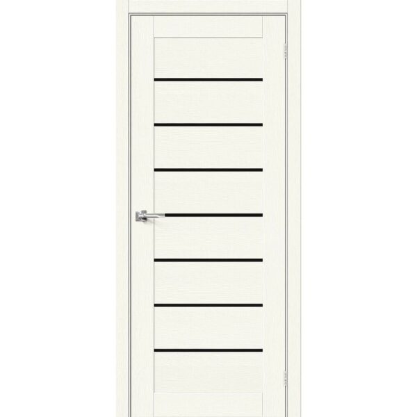 Межкомнатная дверь Браво-22 (White Wood, Black Star, остеклённая)