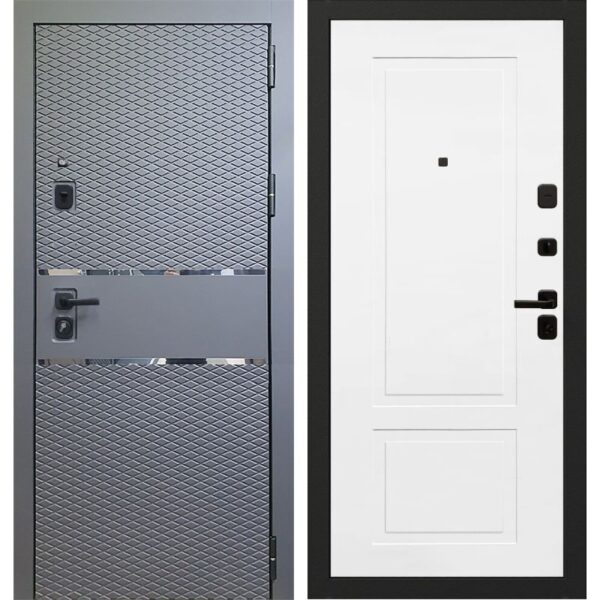 Входная дверь OIKO Acoustic Grafika-1 Grey Soft/K2 (софт белый)