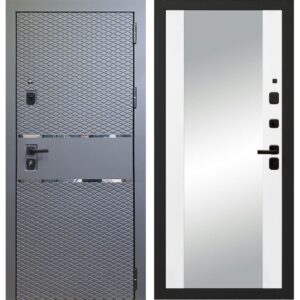 Входная дверь OIKO Acoustic Grafika-1 Grey Soft/Reflex (софт белый)