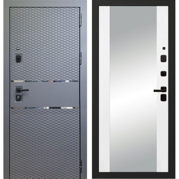 Входная дверь OIKO Acoustic Grafika-1 Grey Soft/Reflex (софт белый)