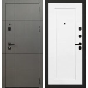 Входная дверь OIKO Acoustic Grafika-2 Grafit Wood/K1 (софт белый)