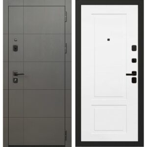 Входная дверь OIKO Acoustic Grafika-2 Grafit Wood/K2 (софт белый)