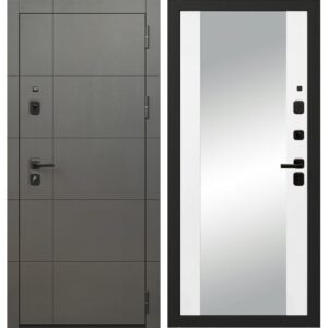 Входная дверь OIKO Acoustic Grafika-2 Grafit Wood/Reflex (софт белый)
