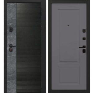 Входная дверь OIKO Acoustic Art Black/Marble/K2 (софт серый)