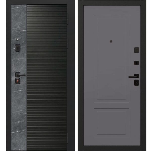 Входная дверь OIKO Acoustic Art Black/Marble/K2 (софт серый)