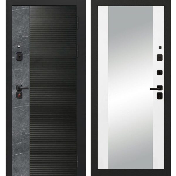 Входная дверь OIKO Acoustic Art Black/Marble/Reflex (софт белый)