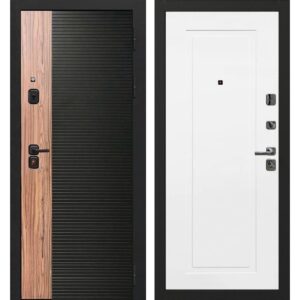 Входная дверь OIKO Acoustic Art Black/Wood/K1 (софт белый)