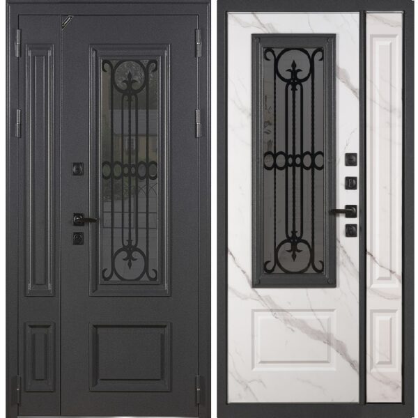 Входная дверь Виладж (мрамор натуральный, металл/МДФ, 1200×2050)