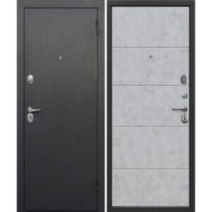 Входная дверь Гарда (букле черный, 7,5 см, бетон снежный)
