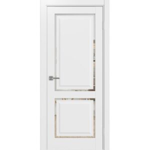 Межкомнатная дверь Optima Porte Тоскана 602С.2121 (белый снежный, остеклённая, зеркало)